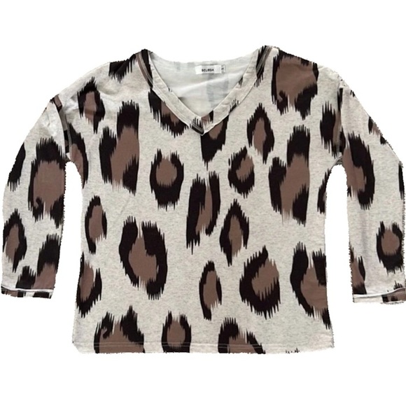 Women’s V neck Animal Print Sweater Blouse Top Festival Rodeo Western Outdoors - Picture 1 of 12